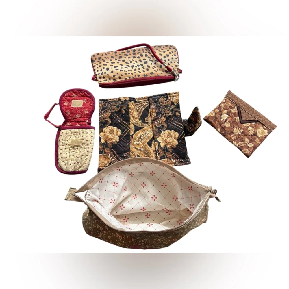 5-Bag Lot Assorted Handmade Makeup Phone Checkbook Holder Coin Purse Bags